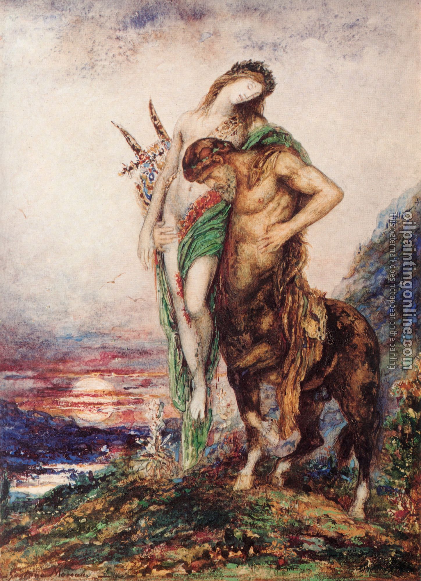 Moreau, Gustave - The Dead Poet Borne by a Centaur(Poete mort porte par un centaure)